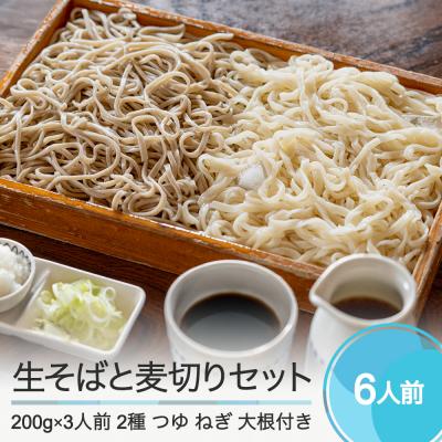 ふるさと納税 大石田町 そば 蕎麦 手打ち生そば 3人前 麦切り 3人前 計6人前 つゆ付き セット おそば美登利 送料無料