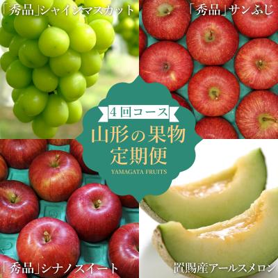 ふるさと納税 長井市 [2026年発送]果物定期便4回(メロン/シャイン/シナノスイート/ふじりんご)_H193(R8)