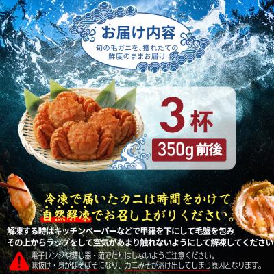 ふるさと納税 恵庭市 【北海道産】『冷凍』毛ガニ350g前後×3杯【急速冷凍】 |  | 03