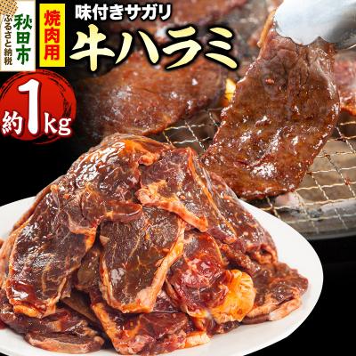 ふるさと納税 秋田市 牛ハラミ(サガリ)焼肉用 (味付け肉) 1kg(500g×2)|15_tfs-060201
