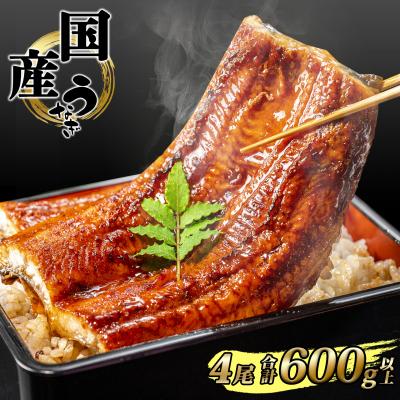 ふるさと納税 境町 国産 うなぎ 蒲焼き 境町秘伝のタレ 4度焼きあげ 4尾 計600g以上 簡易包装 タレ 山椒 付き | 