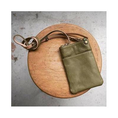 ふるさと納税 栃木市 [minca] 全6色 栃木レザーのスマホショルダー /オリーブ