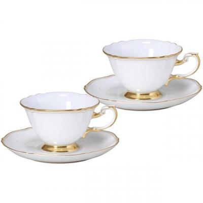 ふるさと納税 横浜市 カップ&amp;ソーサーペアセット(ホワイトマスターピース)&lt;大倉陶園&gt;