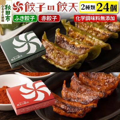 ふるさと納税 秋田市 [情熱の赤餃子・新緑のふき餃子24個詰合せ]餃子の餃天|15_ggt-092401