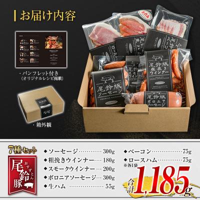 ふるさと納税 宮崎県 【PREMIUM PORK】 尾鈴豚 ハム ソーセージ 詰め合わせ 合計1185g 7種 セット |  | 03