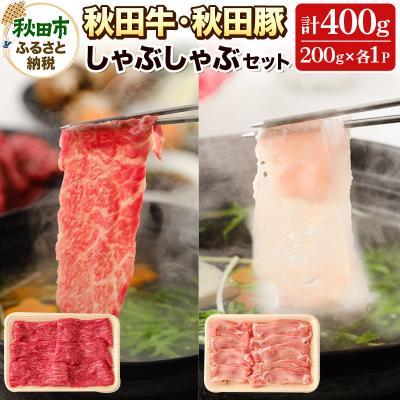ふるさと納税 秋田市 しゃぶしゃぶセット 秋田牛・秋田豚 計400g(2〜3人前)|15_asr-010201