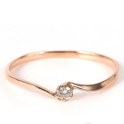 ふるさと納税 甲府市 細身0.04ct ウェーブライン K10PG 一粒ダイヤ