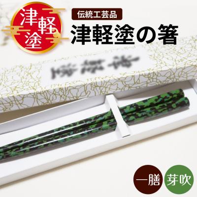 ふるさと納税 五所川原市 津軽塗 箸 一膳 [芽吹]津軽塗箸 漆塗箸 漆塗り箸 黒 緑 贈答 五所川原