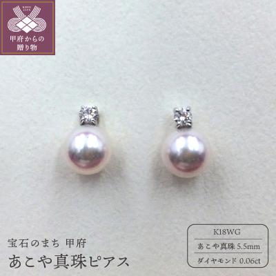 ふるさと納税 甲府市 APE4712 K18WG あこや真珠 ピアス
