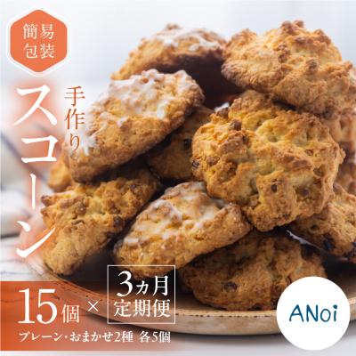 ふるさと納税 下呂市 [定期便 3回](簡易包装)スコーン15個×3か月毎月 プレーン・おまかせ 2種×各5個[55-A]