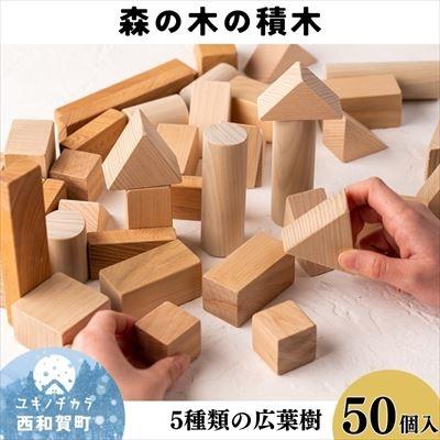 ふるさと納税 西和賀町 [イニシャル刻印]森の木の積木50個入り[優しい木のおもちゃ]