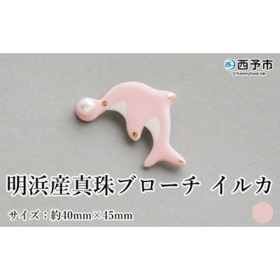 ふるさと納税 西予市 保証書付<明浜産 真珠ブローチ イルカ(桃色)> 8.0〜8.5mm 純国産 高品質 アコヤ真珠