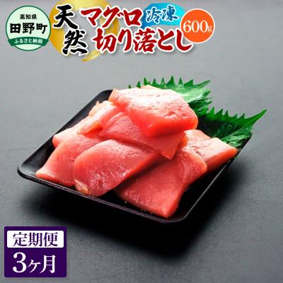 ふるさと納税 田野町 [四国一小さなまち]天然マグロ切り落とし 600g(冷凍)★3ヶ月定期便★