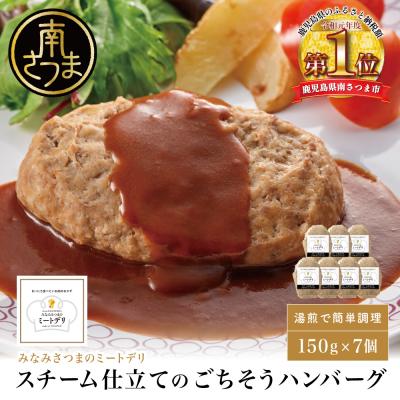 ふるさと納税 南さつま市 スチーム仕立てのごちそうハンバーグ 150g×7個 豚肉 牛肉 冷凍 レンジ 湯煎 惣菜 ミートデリ