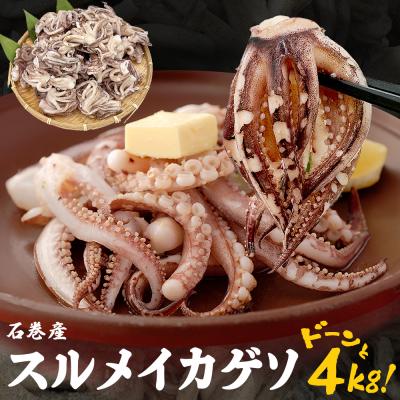 ふるさと納税 石巻市 訳あり 石巻産スルメイカゲソ 4kg 冷凍 国産 いか 下足 おつまみ ゲソ天 石巻市