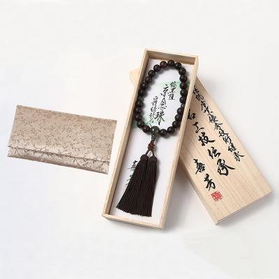 ふるさと納税 京都市 [意匠京念珠板倉]京念珠 数珠 男性用 縞黒檀(艶消し)緑紋石入 念珠袋セット・桐箱&amp;証明書付