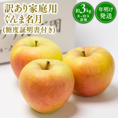 ふるさと納税 平川市 年明け発送 [訳あり]家庭用ぐんま名月約3kg(糖度証明書付き) [那由多のりんご園・平川市産]