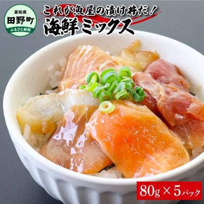 ふるさと納税 田野町 [四国一小さなまち]これが魚屋の漬け丼だ!〜海鮮ミックス〜80g×5パック