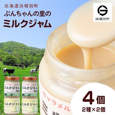 ふるさと納税 浜頓別町 北海道 ぶんちゃんの里 ミルクジャム 4個セット(プレーン×2個、キャラメル×2個) 手作り 瓶