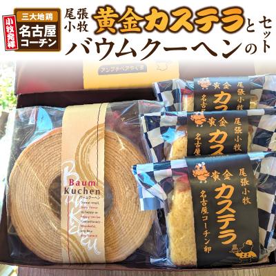 ふるさと納税 小牧市 尾張小牧黄金カステラと小牧山城バウムクーヘンのセット 名古屋コーチン 和三盆[120A03]
