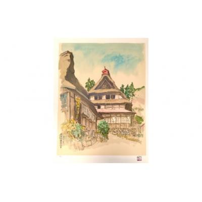 ふるさと納税 世田谷区 向井潤吉 「檜原村数馬大平」1993年 [版画作品(エディションナンバー付) 額装]