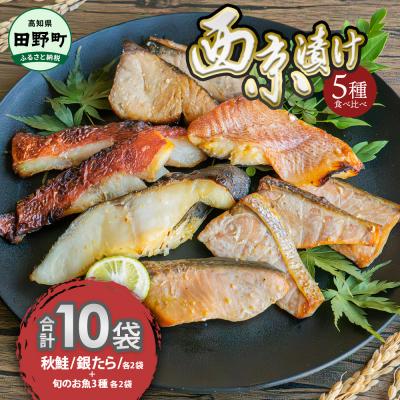ふるさと納税 田野町 [四国一小さなまち]魚の西京漬け 5種食べ比べ(銀たら+鮭+おまかせ3種)セット 計10袋