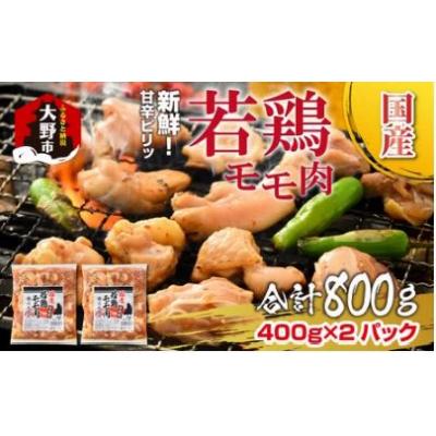 ふるさと納税 大野市 焼肉用 国産 味付け若鶏 モモ肉 800g(400g×2パック)