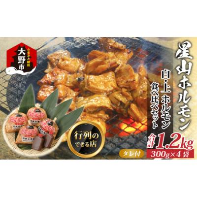 ふるさと納税 大野市 星山ホルモン 1.2kg 食べ比べ (白・ミックス 各300g×2袋)(たれ付)
