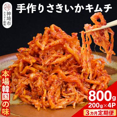 ふるさと納税 神埼市 [3カ月定期便][一子相伝]秘伝のさきいかキムチ 200g×4パック(H104151)