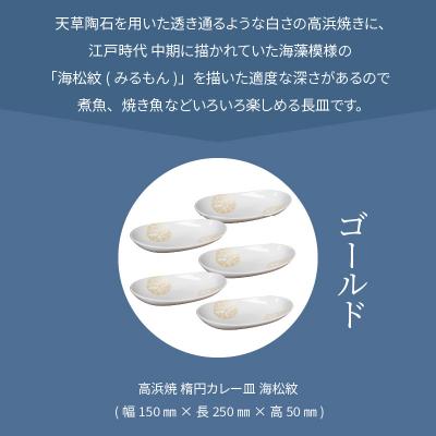 ふるさと納税 天草市 天草 高浜焼 楕円カレー皿 5枚セット(ゴールド)_S026-058の画像