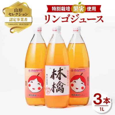 ふるさと納税 大江町 やまがた リンゴジュース1L×3本 025-020