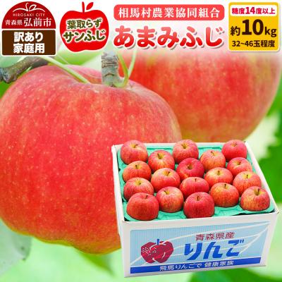 ふるさと納税 弘前市 りんご[訳あり]家庭用 あまみふじ(葉取らずサンふじ)約10kg|24_snk-091001