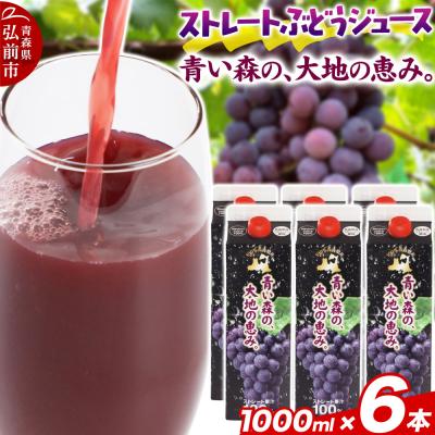 ふるさと納税 弘前市 無添加 ストレートぶどうジュース 1000ml×6本|24_bny-030601