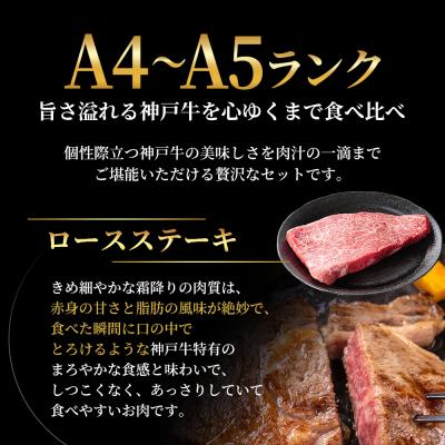 ふるさと納税 加西市 神戸牛 ステーキ ロース ヒレ モモ 3種食べ比べ Dセット 計5枚[No5698-1754] |  | 01