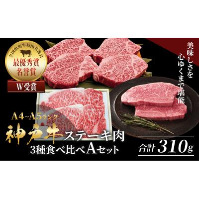 ふるさと納税 加西市 神戸牛 ステーキ サーロイン ヒレ モモ 3種食べ比べ Aセット 計3枚[No5698-1758]