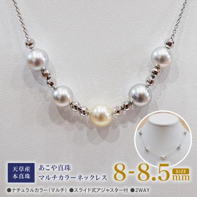 ふるさと納税 天草市 あこや真珠 ナチュラル マルチカラー 8-8.5mm 5粒 ネックレス 