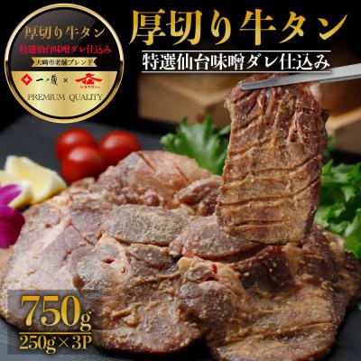ふるさと納税 大崎市 厚切り牛タン 一ノ蔵/ジョウセン 特選仙台味噌ダレ仕込み 750g
