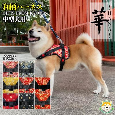 ふるさと納税 京都市 [ 京都西陣金襴織 ]中型犬用ハーネス 華(七宝 赤)[柴犬コウタのハッピィショップ]