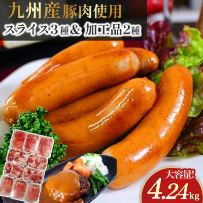 ふるさと納税 太良町 豚肉3種 スライス 3kg &amp; 加工品 2種 1.24kg[合計4.24kg] OC4 N45F