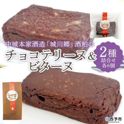 ふるさと納税 西予市 <中城本家酒造「城川郷」酒粕のチョコテリーヌ6個&amp;ビターヌ6個> 2種 詰合せ とろんとなめらか食感