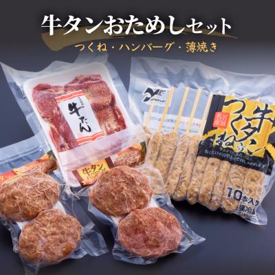 ふるさと納税 石巻市 牛タンおためしセット 冷凍 食べ比べ 詰め合わせ 牛たんつくね 薄焼き牛たん ハンバーグ チーズ