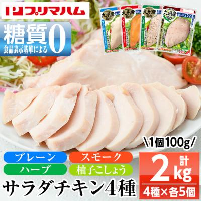 ふるさと納税 いちき串木野市 人気の糖質ゼロ サラダチキン 4種(プレーン・スモーク・ハーブ・柚子こしょう)各100g×5