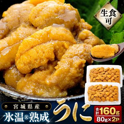 ふるさと納税 石巻市 氷温(R)熟成 冷凍 生うに 80g×2 合計160g ミョウバン不使用 まるたか水産 石巻市
