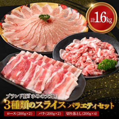 ふるさと納税 えりも町 ゆめの大地豚ロース、バラ、切り落とし3種類のスライス バラエティセット200g×8パック計1.6kg