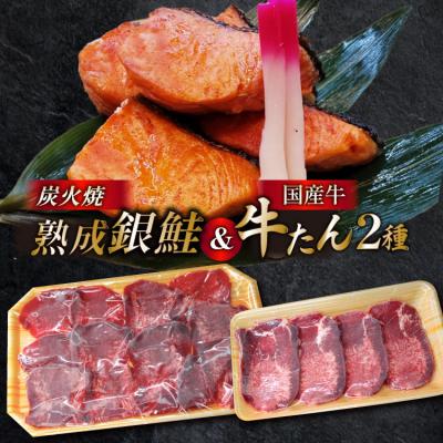 ふるさと納税 気仙沼市 詰め合わせ 熟成銀鮭 5切 国産牛 牛たん 厚切り計3点 セット 