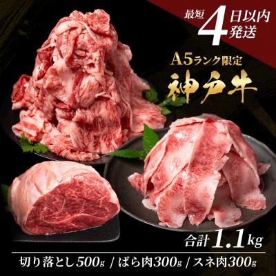ふるさと納税 加西市 神戸牛 切り落とし肉 すね肉 バラ肉 計1.1kg[No5698-1969]