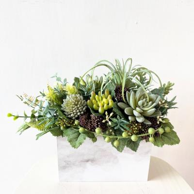 ふるさと納税 岩見沢市 美流渡の森 アーティフィシャルフラワー多肉植物横長アレンジ
