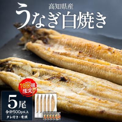 ふるさと納税 香南市 [限定100個]うなぎ 5尾 高知県産うなぎの白焼き 100g〜120g×5尾 yw-0085