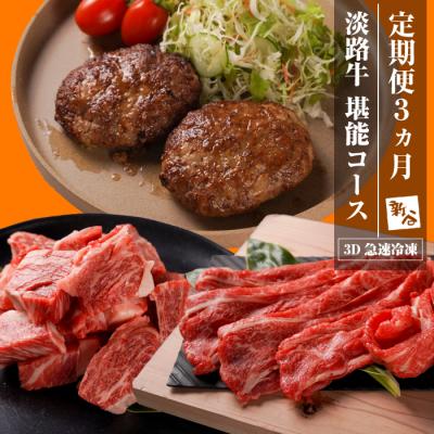 ふるさと納税 淡路市 [定期便3ヶ月]淡路牛 堪能コース[ハンバーグ・サイコロステーキ・すきやき]