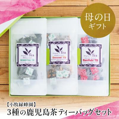 ふるさと納税 南さつま市 [母の日ギフト]3種の鹿児島茶セット[緑茶・玄米茶・紅茶] 計60個(各10個×6袋) ティーバッグ